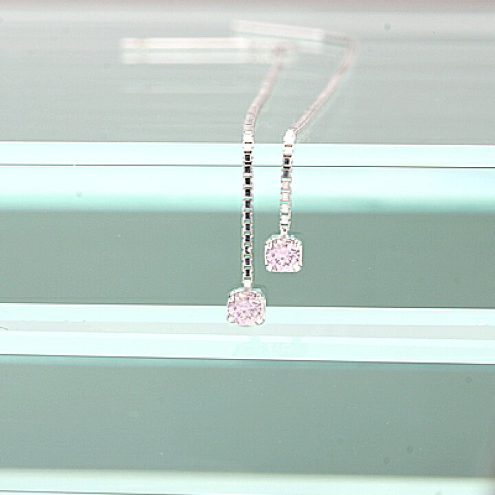 楽天市場】K18WG天然ピンクダイヤモンドピアス 0.10ct  