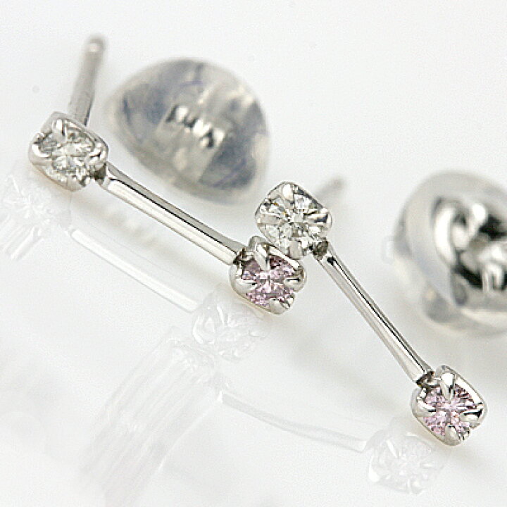 楽天市場】K18WGピンクダイヤモンドピアス 0.04ct 0.04ct ピンク  
