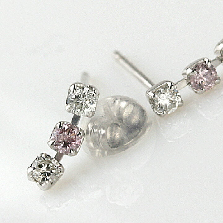 楽天市場】K18WG 天然ピンクダイヤピアス 0.08ct 0.16ct 