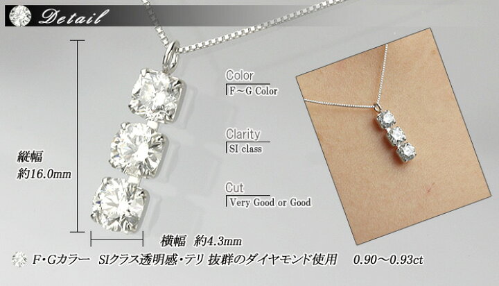 楽天市場】PTダイヤモンド ペンダント ネックレス 0.90ct【品質保証  