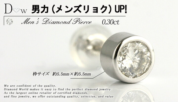 楽天市場】PT ダイヤモンド フクリン留めピアス 0.30ct 片耳用 無色 