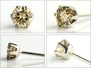 プラチナ900天然ダイヤモンドピアス0.15ct【LightBrownカラー】【6本爪タイプ】【品質保証書付】ダイヤモンド【輝き厳選保証】【即日発送可】ダイヤ一粒片耳