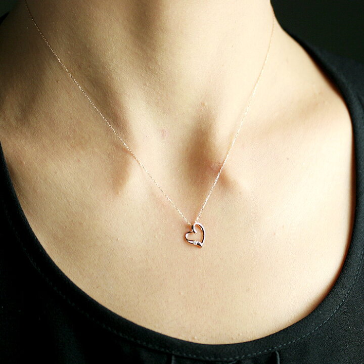 楽天市場】オープンハート 天然ダイヤモンド ネックレス 0.01ct【無色 