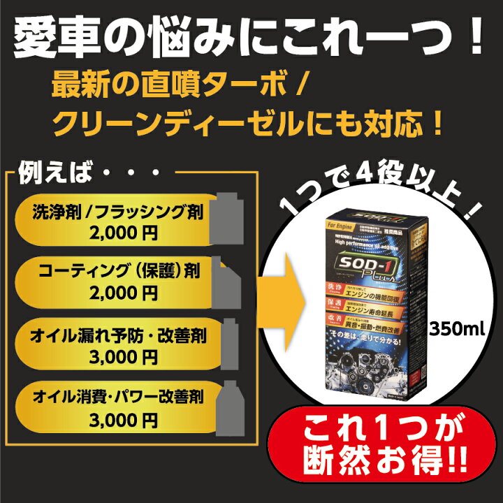 楽天市場】SOD-1 Plus for engine 350ml エンジン用オイル添加剤 : D1 