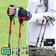 トレッキングポール アルミ製 カムロック式 SGマーク取得 収納袋付き 最長120cm 最短58.5cm 2本セット 登…