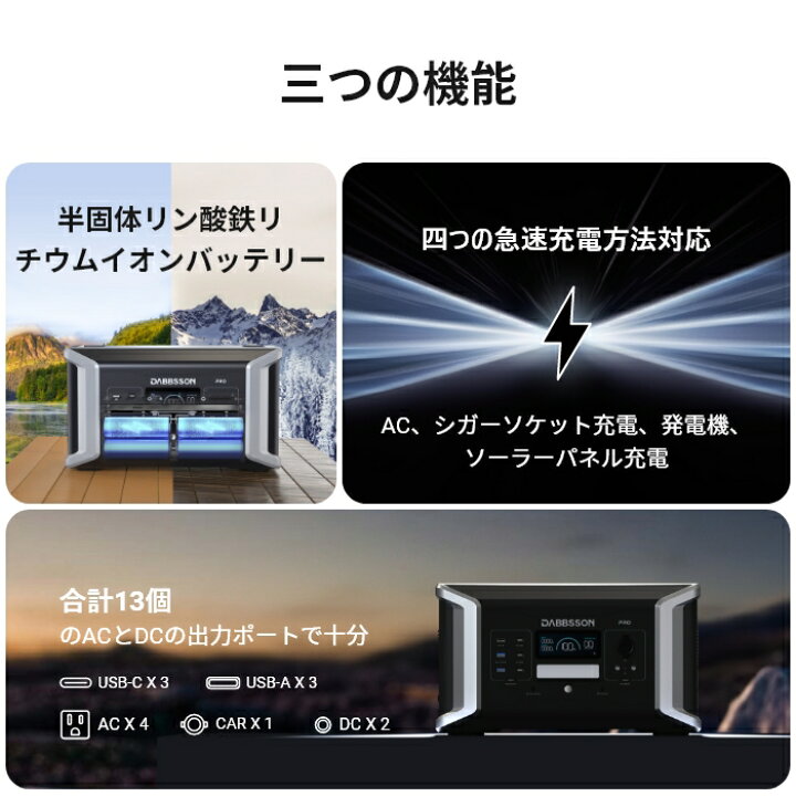 楽天市場】Dabbsson ポータブル電源 DBS1000Pro 新発売 EV用半固体リン 