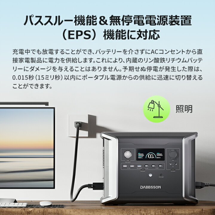 楽天市場】Dabbsson 1330Wh ポータブル電源DBS1300 半固体リン酸鉄 