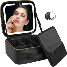 【期間限定5080→3580円】コスメボックス 鏡付き メイクボックス 大容量 持ち運び 化粧品 LEDライト3色調節 充電式 ミラー付き 化粧品ケース バニティケース メイク 収納 仕切り コンパクト 化粧ポーチ バッグ 収納ボックス 洗面用具