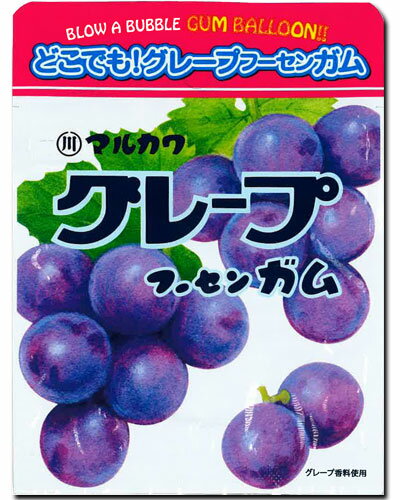 丸川製菓 90円 チャック付き 受注生産品 グレープフーセンガム47g 駄菓子屋 10袋入 だがし マーブルガム