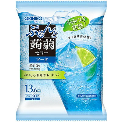 【オリヒロ】6個ぷるんと蒟蒻ゼリーパウチ〈ソーダ〉(24袋入)times;3ケース