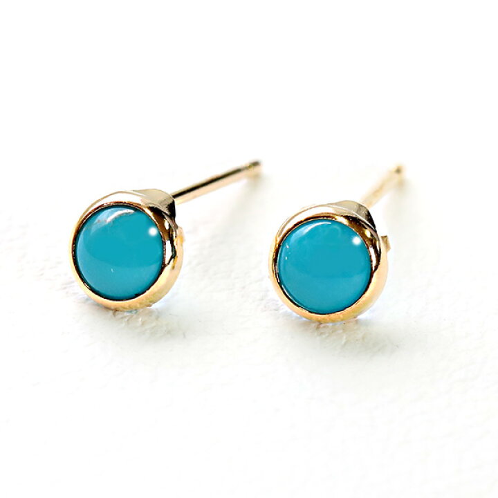 楽天市場】（268472）天然ターコイズピアス K18 ターコイズ ピアス 18k 