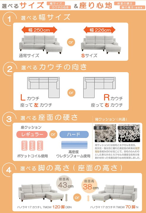 楽天市場】【送料無料】☆実店舗展示中！パノラマ17 カウチソファ《L/R 