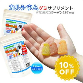 10%OFF!! フルーツ味のグミでカルシウムをとろう！【Oh!かしこ組カルシウムグミ 60粒入×2個セット】◆ca2お得なカルシウムグミ2個セット!!グミサプリメント/グミサプリ/カルシウム/子供/健康食品