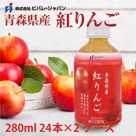 青森県産 紅りんごjジュース ストレート 100％ 280ml PET (48本入)