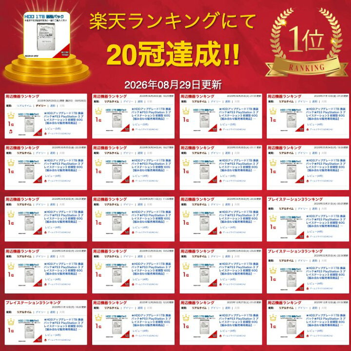 楽天市場】☆HDDアップグレード1TB 換装パック☆PS3 PlayStation 3 