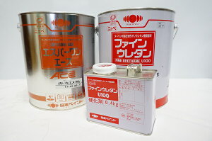 【最適な鉄部塗装セットチョコ系の上塗りに!】《ニッペエスパーワンエース錆止め塗料赤さび色・4kg+ファインウレタンU100上塗りアクセント色(23−255色)4kgセット》 F☆☆☆☆ ※色見