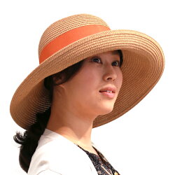 帽子春夏レディースペーパー・ロールハット(モカ)