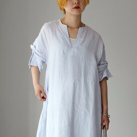 TICCA（ティッカ） リネン ツイストスリーブ ワンピース 日本製 / レディース 半袖 マキシ ロング TIC_LI