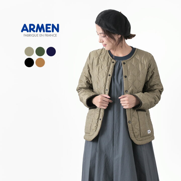 楽天市場】ARMEN（アーメン） ノーカラー キルティング ジャケット  