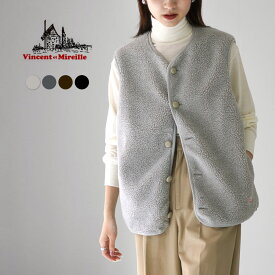 【10％OFFクーポン対象】VINCENT ET MIREILLE（ヴァンソン エ ミレイユ） ボアベスト / レディース ライトアウター 羽織り ノーカラー BOA VEST