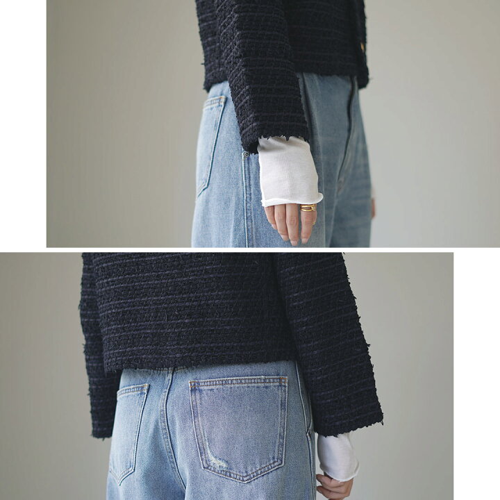 楽天市場】【30％OFF】COOHEM（コーヘン） ノーカラー ニットツイード  