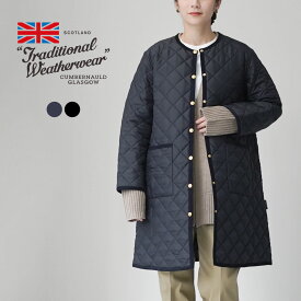 TRADITIONAL WEATHERWEAR（トラディショナル ウェザーウェア） ARKLEY A-LINE LONG キルティング ジャケット / ロングコート レディース アウター ノーカラー キルト 撥水