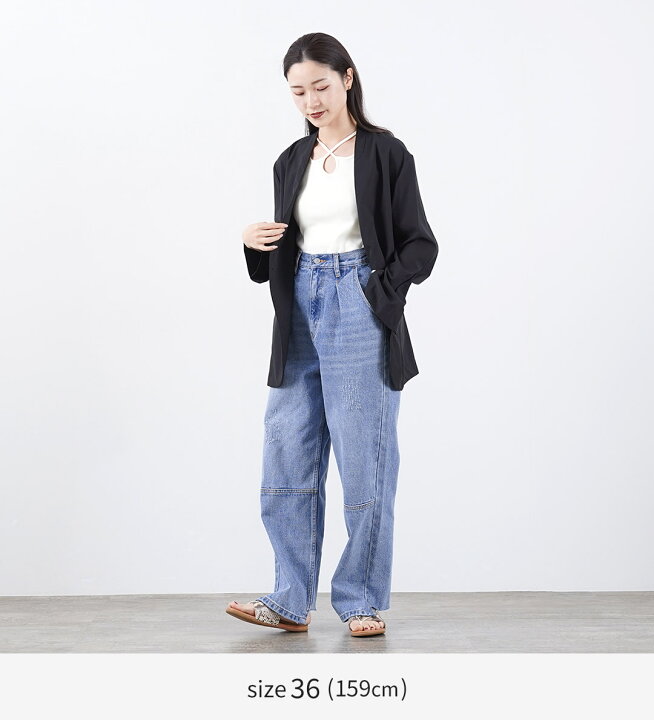 楽天市場】YENN（イェン） ハイライズ タック ワイド デニムパンツ 