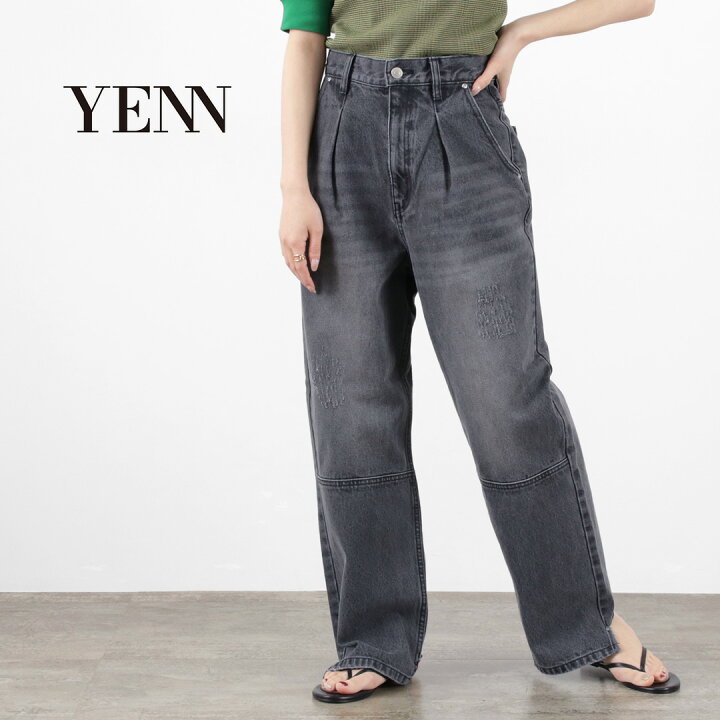 楽天市場】YENN（イェン） ハイライズ タック ワイド パンツ 