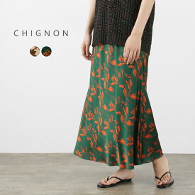 【50％OFF】CHIGNON（シニヨン） Vintage柄バイアスマーメイドスカート / レディース ロング丈 ウエストゴム 総ゴム bias mermaid Skirt vintage Print【セール】