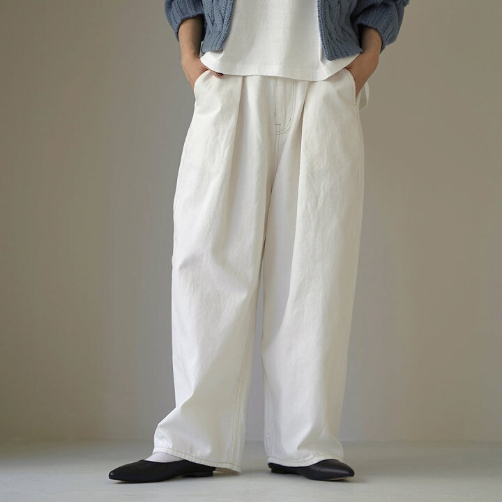 楽天市場】TUMUGU（ツムグ） 12oz コットンリネンデニム ワイドパンツ 