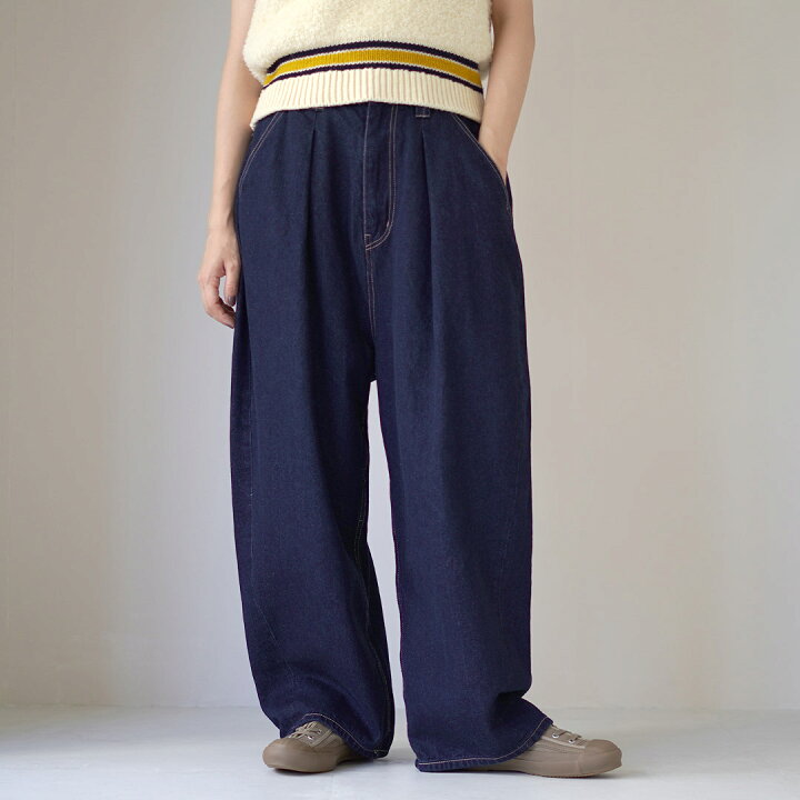 楽天市場】TUMUGU（ツムグ） 12oz コットンリネンデニム ワイドパンツ 