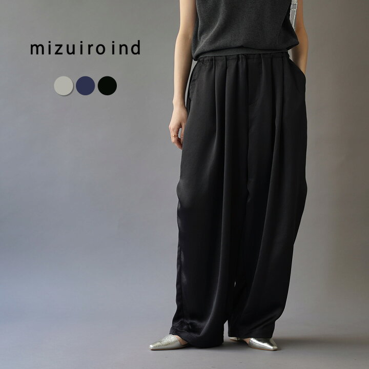 楽天市場】mizuiro ind（ミズイロインド） サテン ワイドカーゴパンツ  