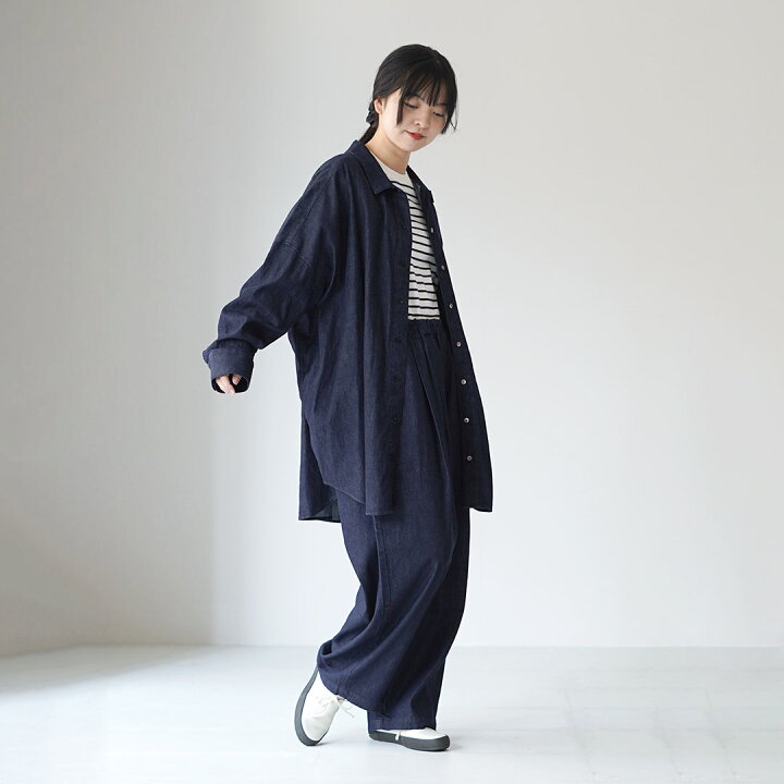 楽天市場】mizuiro ind（ミズイロインド） デニム タック ワイドパンツ 