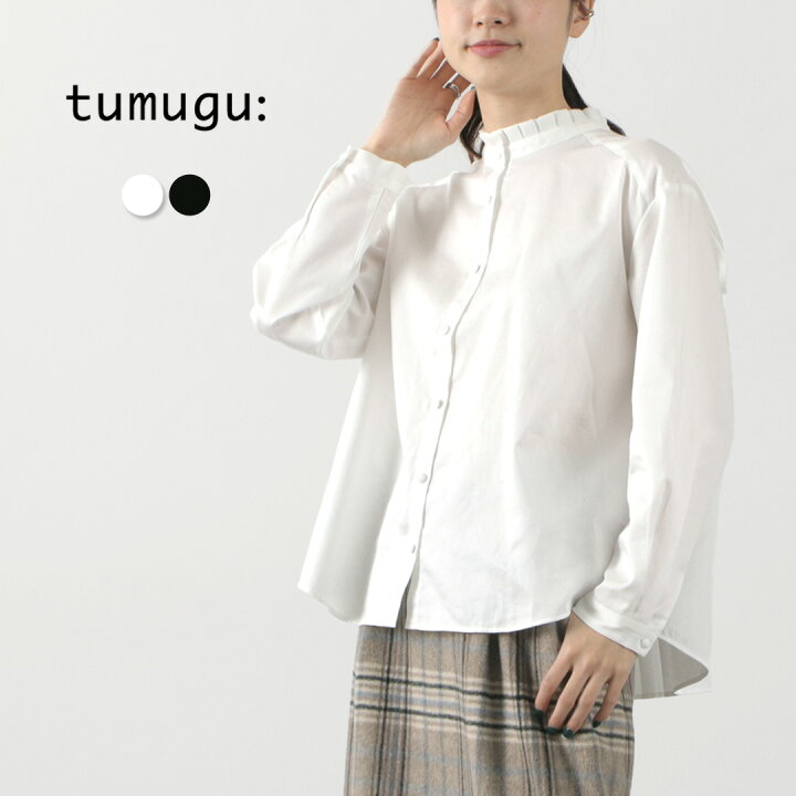 楽天市場】TUMUGU（ツムグ） コットンサテン タック衿 ブラウス 