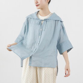 【30％OFF】KELEN（ケレン） YEMO セーラーカラー ブラウス / レディース シャツ 半袖 五分袖 麻 リネン YEMO SAILOR COLLAR BLOUSE【セール】