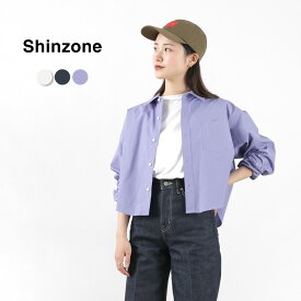 【スーパーSALE限定クーポン対象】SHINZONE（シンゾーン） ショートシャツ / レディース 長袖 襟付き ショート丈 無地 綿 コットン 23SMSBL02 SHORT SHIRTS