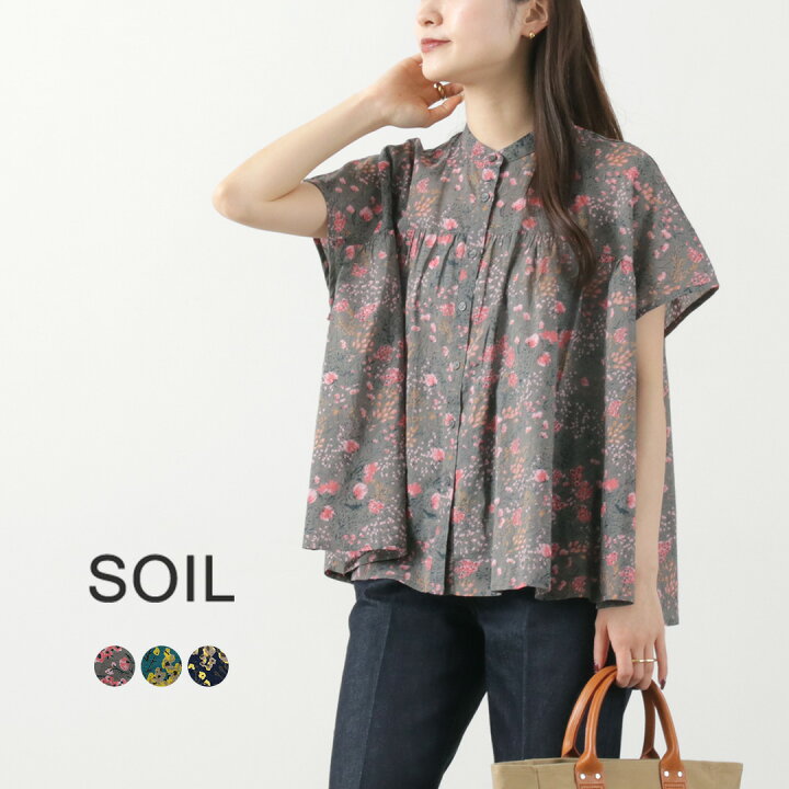 楽天市場】SOIL（ソイル） コットン フラワープリント バンドカラー 