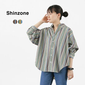 SHINZONE（シンゾーン） マルチストライプ ダディーシャツ / レディース 春夏 長袖 柄 襟付き 綿 コットン 日本製 23MMSBL08 DADDY SHIRTS（MULTI STRIPE）