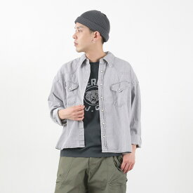 【50％OFF】REMI RELIEF（レミレリーフ）SHORT DENIM WESTERN SHIRT / ショート デニム ウエスタンシャツ 長袖 メンズ レディース ビンテージ 日本製【セール】