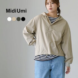 MIDIUMI（ミディウミ） フード プルオーバー シャツ / フーディー ブルゾン 長袖 ジャケット レディース 春秋 ショート丈 日本製