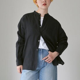【10％OFFクーポン対象】TICCA（ティッカ） リネン ノーカラーシャツ 日本製 / レディース 長袖 麻 TIC_LI