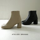 【30％OFF】ATELIER BRUGGE（アトリエブルージュ） オブリーク ショートブーツ / レディース シューズ レザー 本革 羊革 日本製【セール】