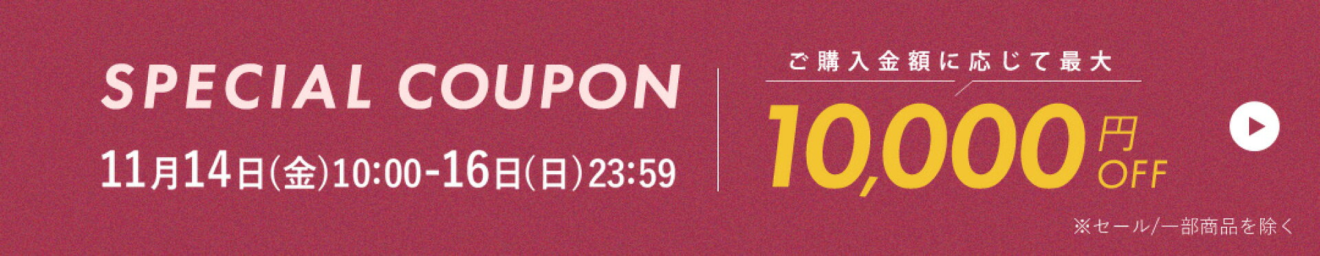 購入金額に応じて最大10,000円OFFクーポン配布中！