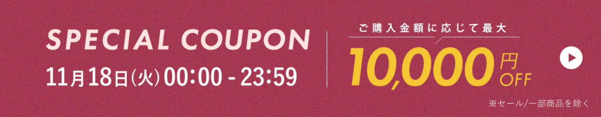 購入金額に応じて最大10,000円OFFクーポン配布中！
