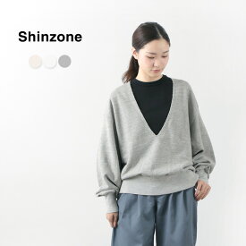 SHINZONE（シンゾーン） Vネック スウェット / トレーナー 長袖 無地 ワイド リラックス ドロップショルダー レディース コットン 日本製 21SMSCU13 V-NECK SWEAT