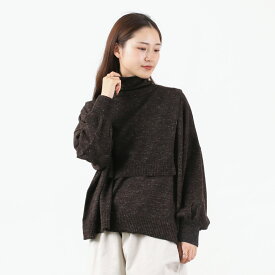 【30％OFF】TUMUGU（ツムグ） コットンリネンウール ネックウォーマー付プルオーバー レディース ニット セーター【セール】