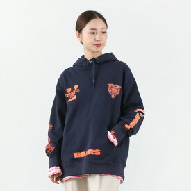 【50％OFF】UNIVERSAL OVERALL（ユニバーサルオーバーオール） CHICAGO BEARS×UNIVERSAL OVERALL スウェット フーディー レディース 長袖 綿 コットン プルオーバー パーカー フード NFL【セール】