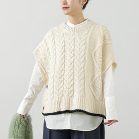 KELEN（ケレン） OSRAM 2WAY デザイン ニットジレ / レディース トップス ベスト ショート クルーネック ケーブル編み OSRAM 2Way Design Knit Gilet