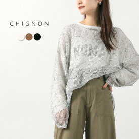 CHIGNON（シニヨン） ネップメッシュプルオーバー / レディース トップス ニット 長袖 シースルー 透かし編み