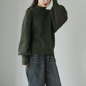 �y10��OFF�N�[�|���Ώہz�y30��OFF�zKHA:KI�i�J�[�L�j �n�[�t�W�b�v �~���^���[�j�b�g / ���f�B�[�X �g�b�v�X ���� �t�@�X�i�[ HALF ZIP MIL KNIT TOP�y�Z�[���z